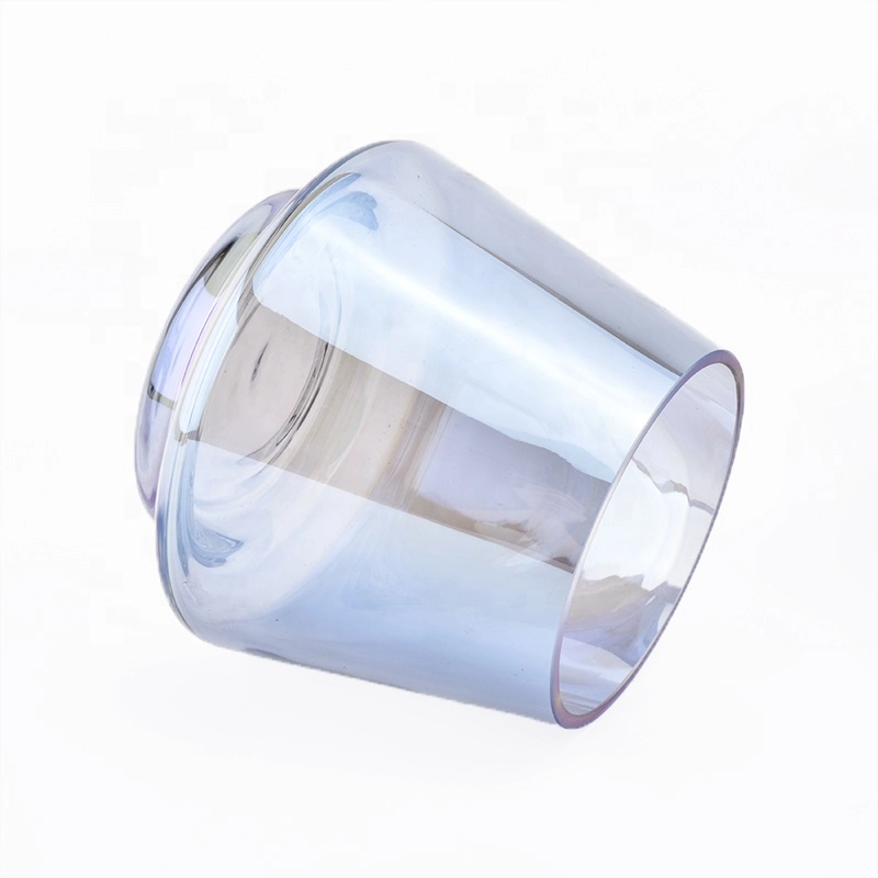 Home decoration empty iridescent  glass candle jars wholesale