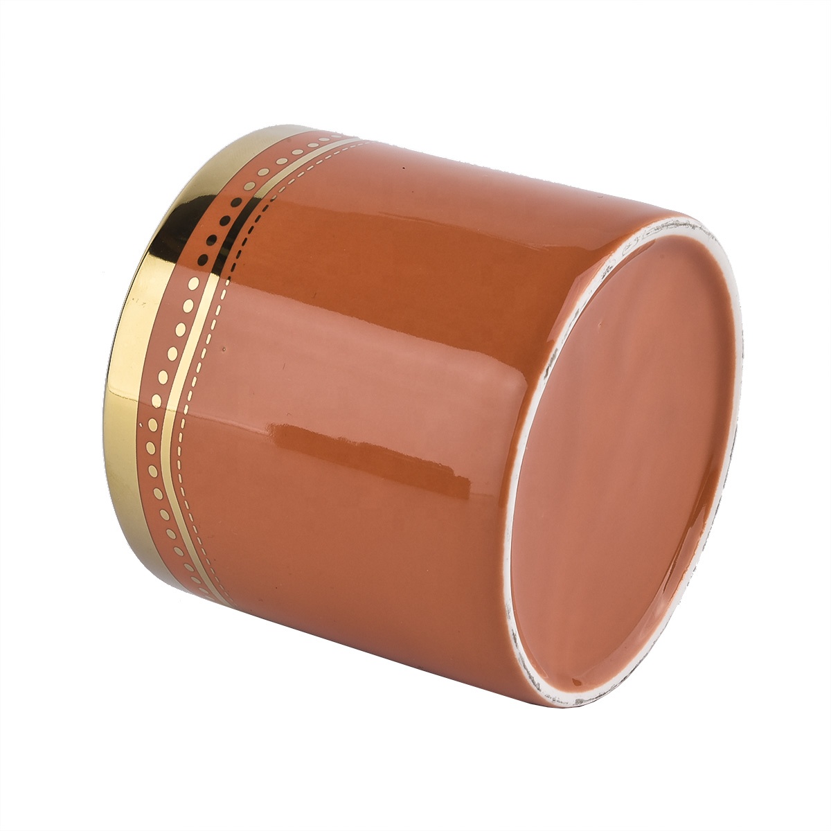8 oz 10 oz Luxury empty plating custom ceramic candle jars with metal lid