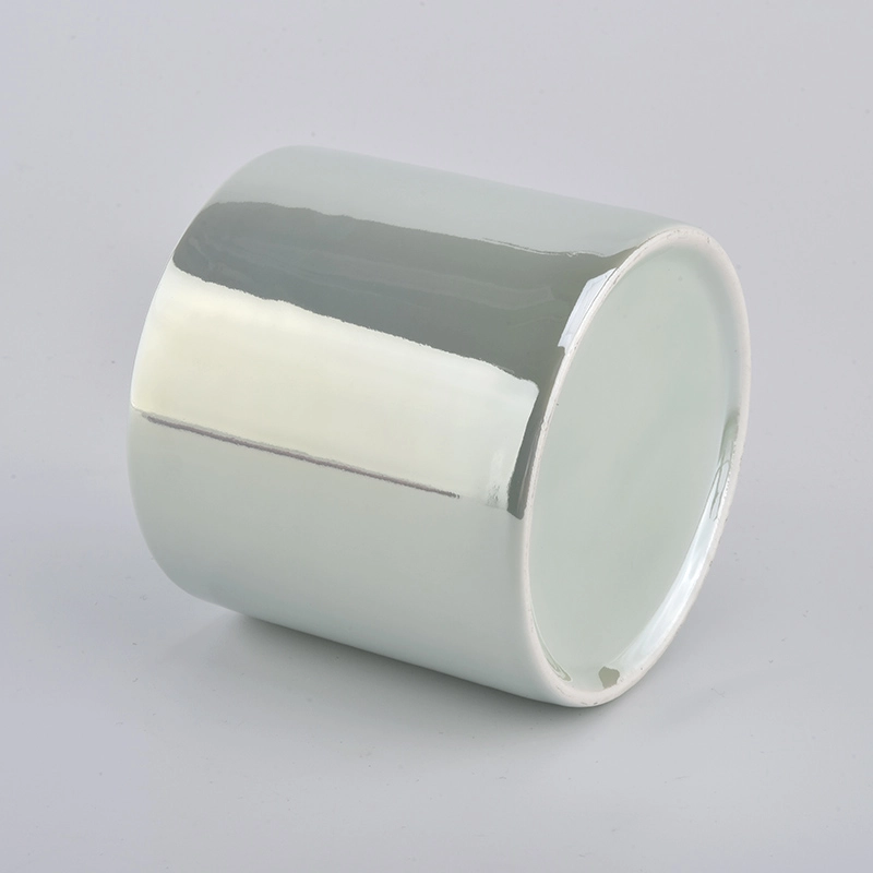 Beautiful New Arrival Iridescent Ceramic Candle Jar With Lids