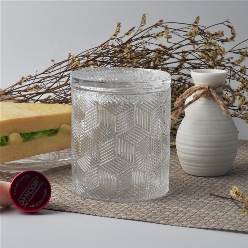 Hot sales luxury empty geo crystal candle glass jars with lid