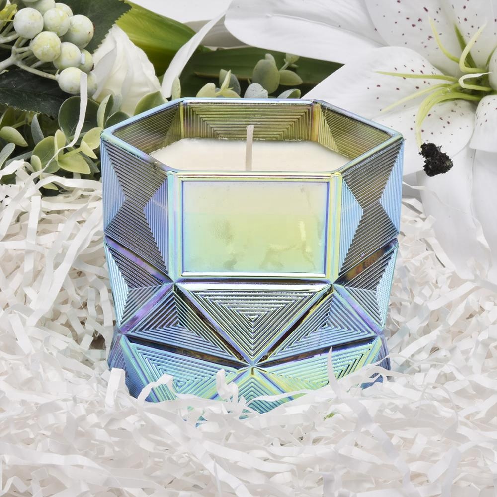 10oz 16oz 18oz Home decoration Hexagon glass candle holder containers