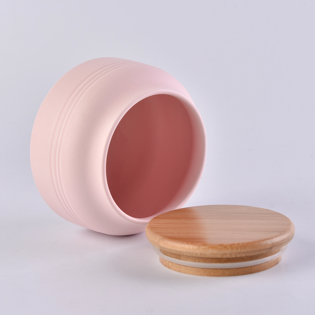 Home Decoration 8oz Pink Ceramic Candle Jar with lid