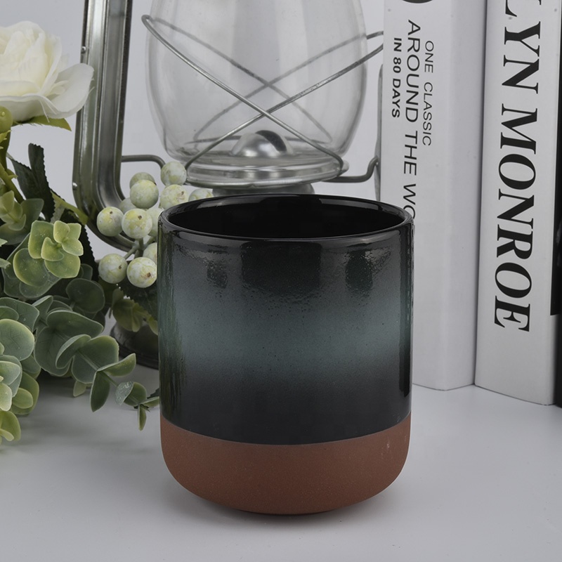 New arrival empty decorative black ceramic candle holders home decoration