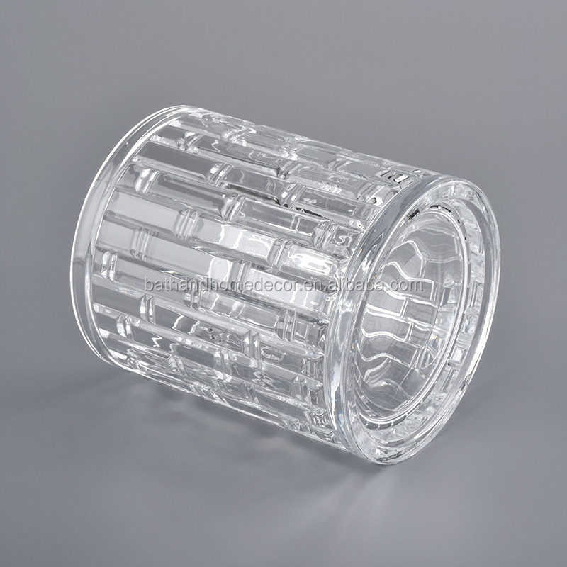 Luxury Cylinder Embossed Glass Candle Jar