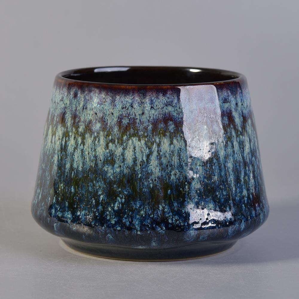 Customized transmutation glazed ceramic candle jars