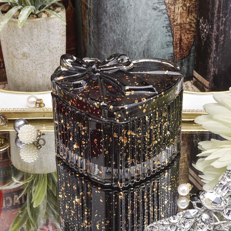 8 oz 12 oz empty black glass candle holder with lid wedding decoration
