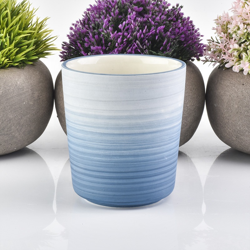 Chinese porcelain matte blue empty decorative ceramic candle jars