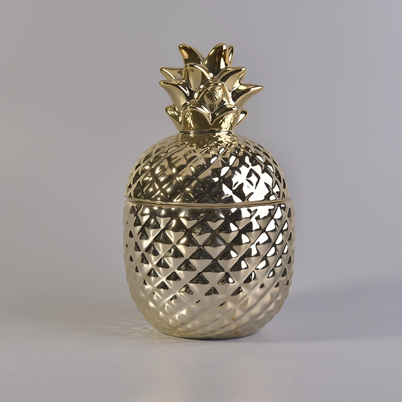 Gold Pineapple Ceramic Candle Jar