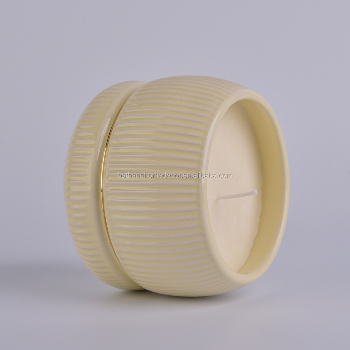 Hot Sale Custom Striped Ceramic Candle Vessels