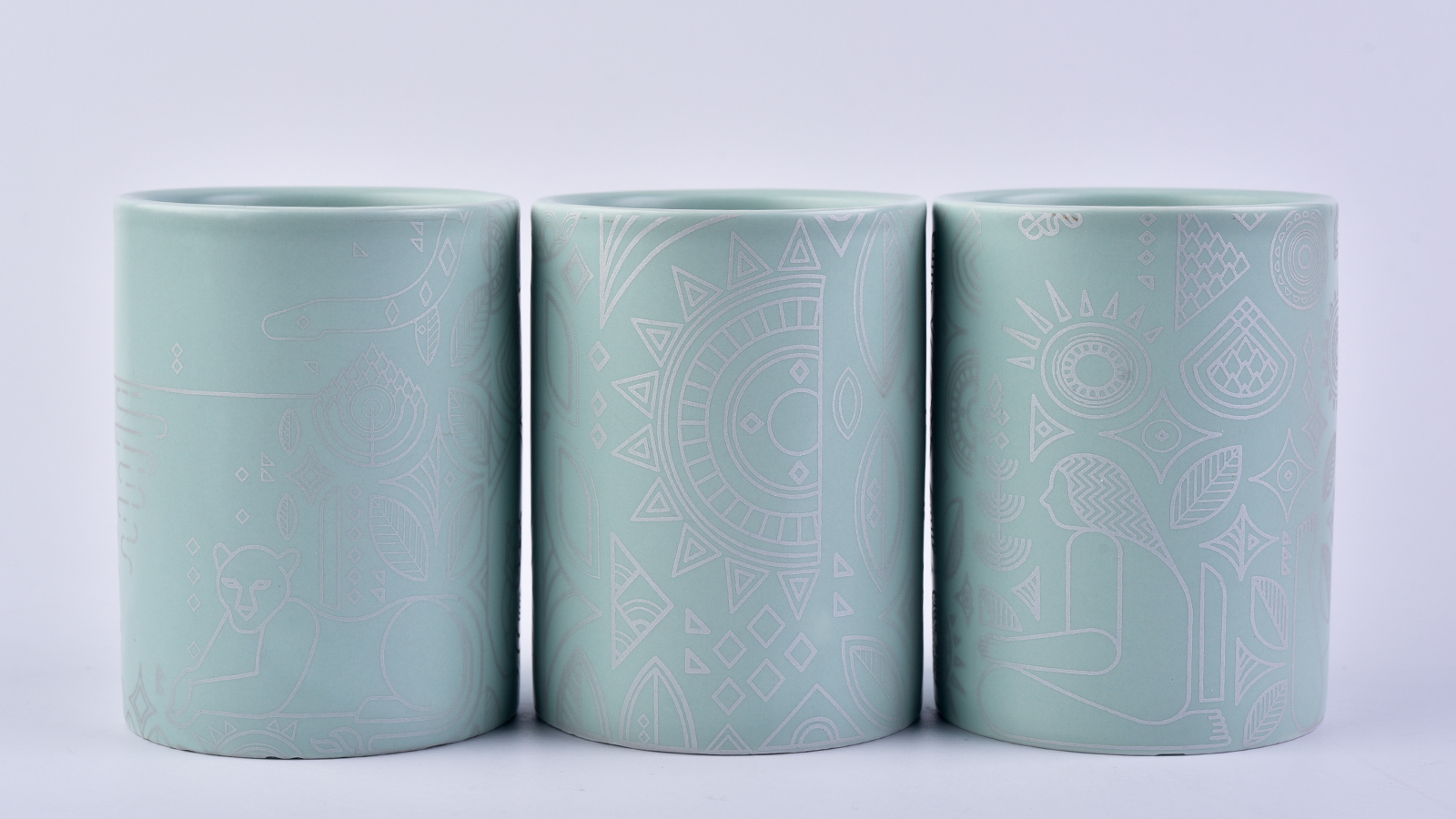 Custom logo matte ceramic candle jar