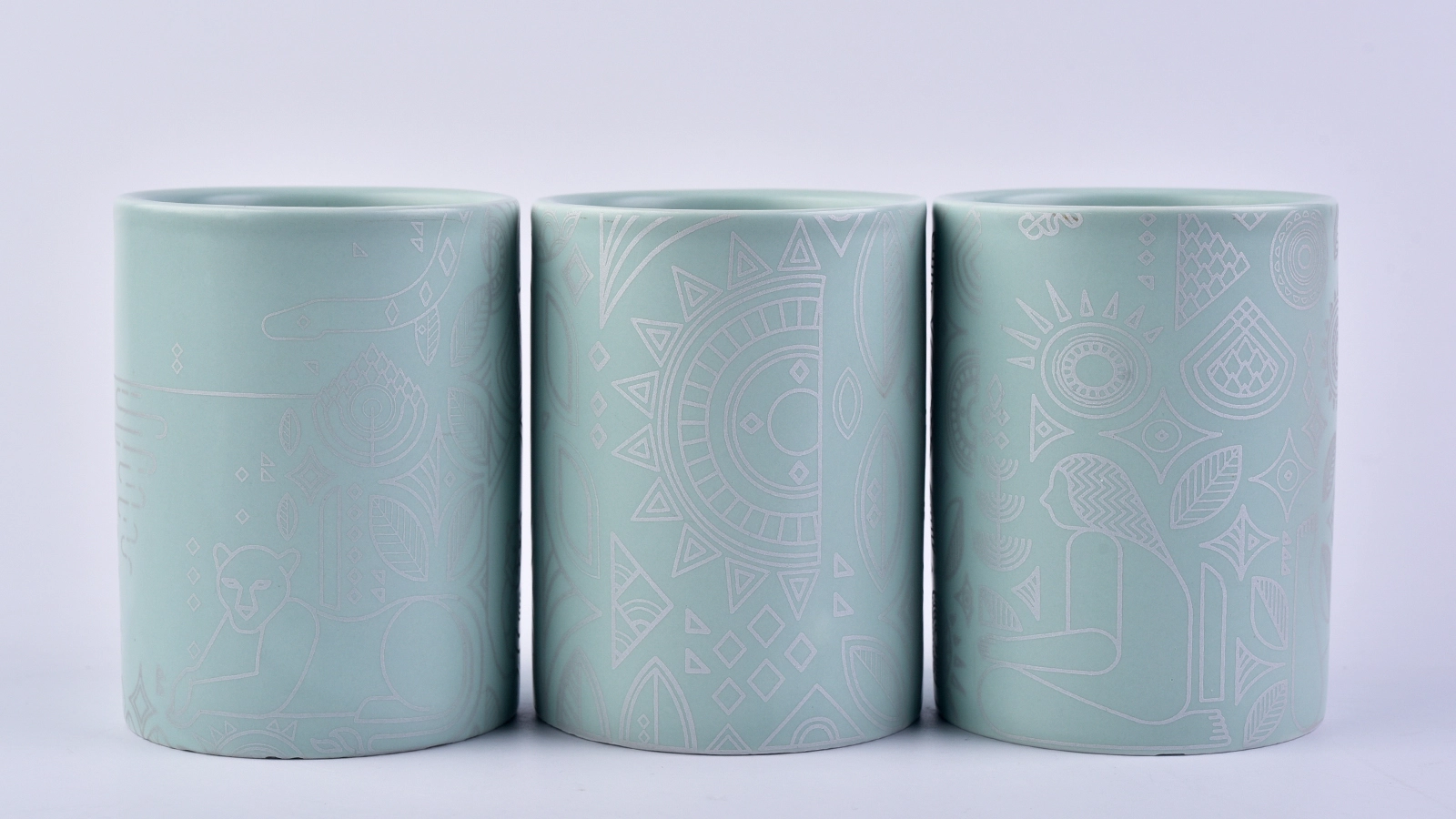 Custom logo matte ceramic candle jar