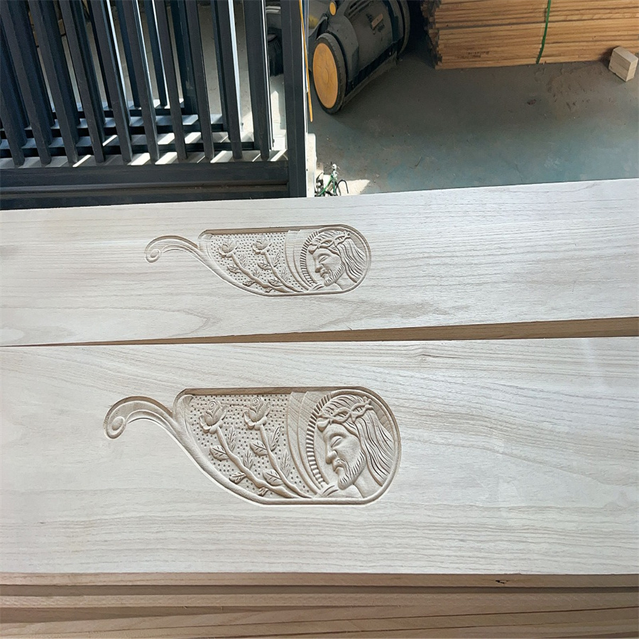 paulownia edge glued boards with Jesus carvings for the coffin sides