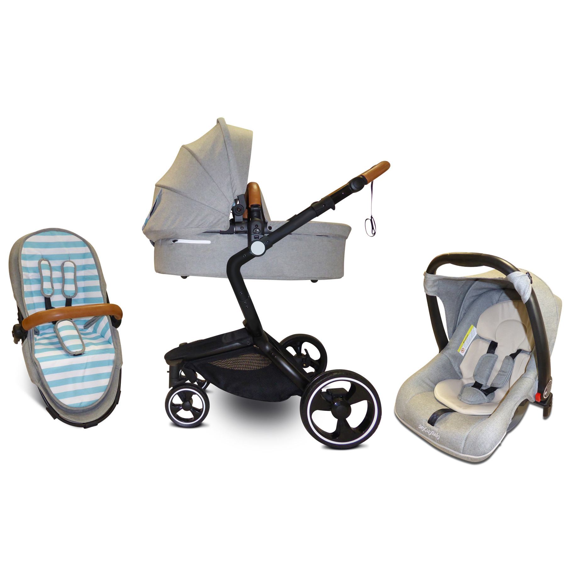 passeggino pieghevole, carrozzina 3 in 1 e seggiolino auto