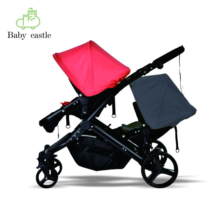 Passeggino gemellare babay per carrozzina gemellare in alluminio classico di vendita calda 2024 con certificato AS / NZ2088 e EN1888