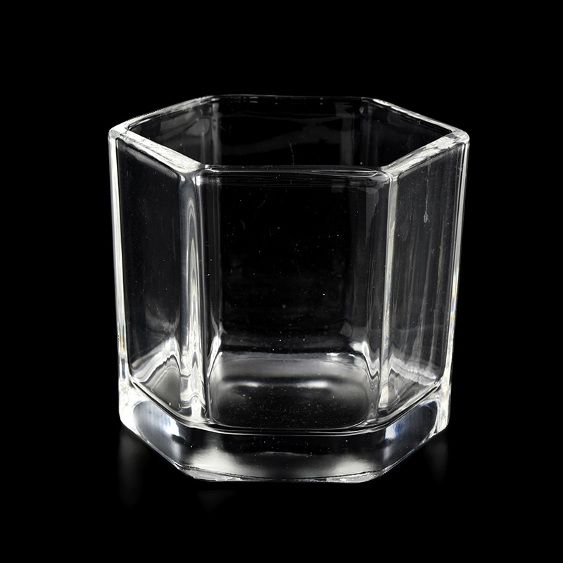 modern design hexagon glass candle jars from Sunny Glassware
