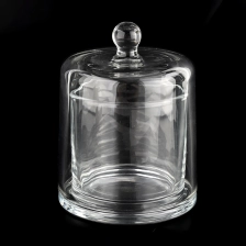 China glass candle jar with glass cloche for wholesale manufacturer