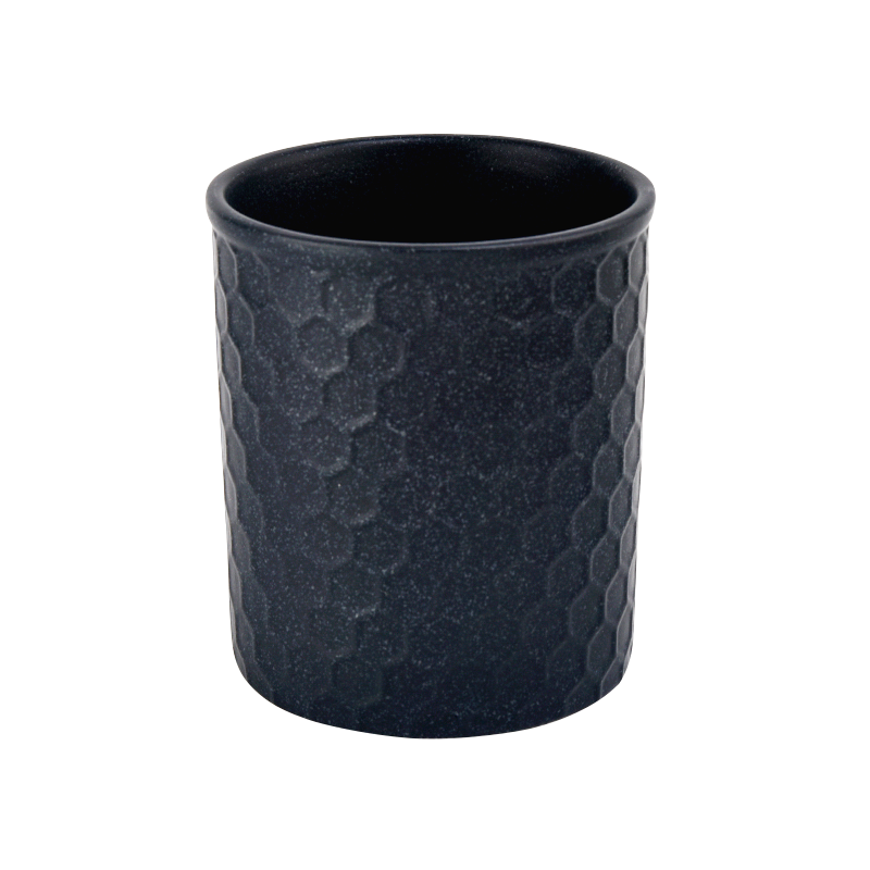 luxury 10oz black color ceramic candle jar