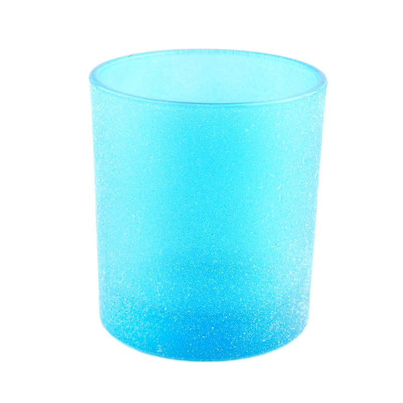 Manufacturing 8oz scented candle luxury blue frosted glass candle vessles