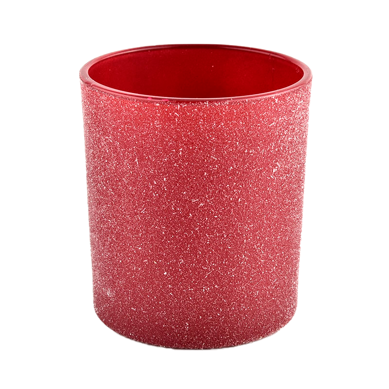 Wholesale Crimson Frosted Glass Candle Jars For Home Direction