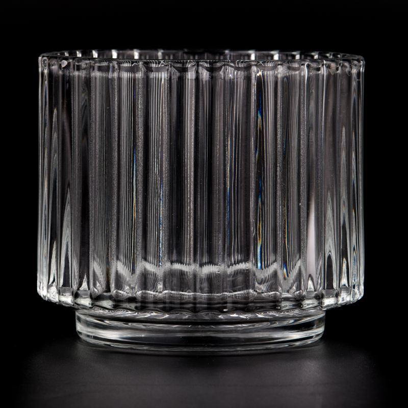 Hot sale 12.5 OZ vertical stripe glass candle jar