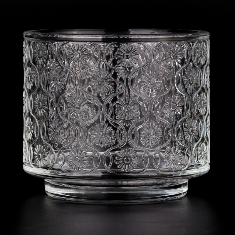 wholesale 12 OZ raised  pattern glass candle jar