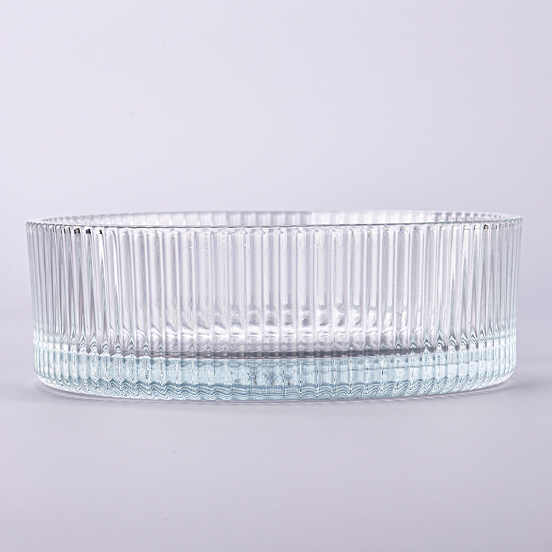 hot sale large capacity vertical stripe glass candle holder