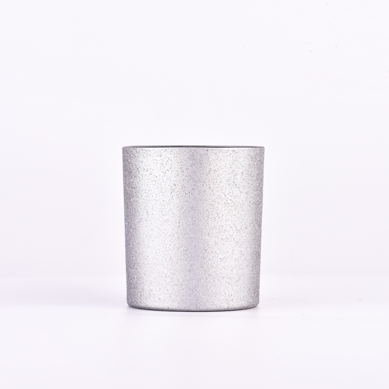 Wholesale 8 oz linear jars with silver effect outside the glass candle holder for weddings