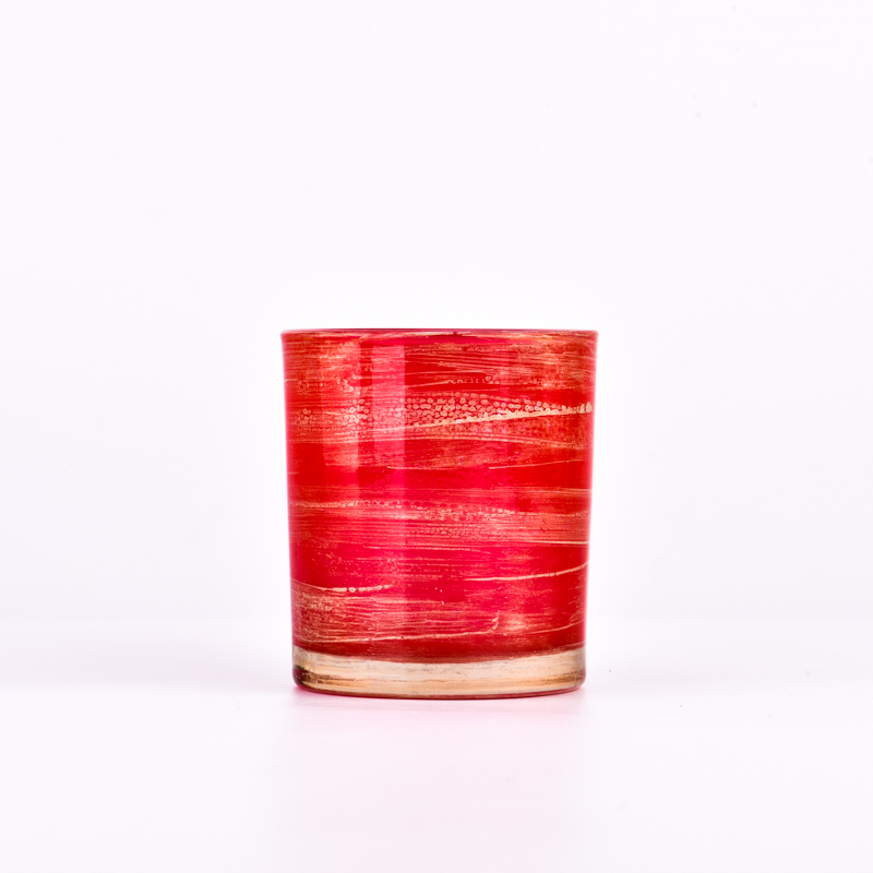Wholesale inside spray red outside gold glass candle jar