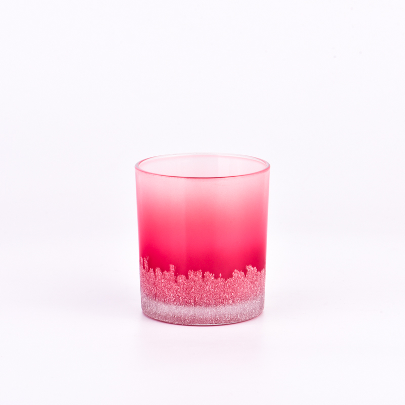 Wholesale popular custom handmade red snowflake pattern glass candle jars