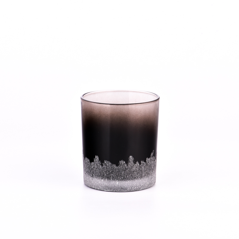 Custom black snowflake pattern glass candle jars for wedding decoration