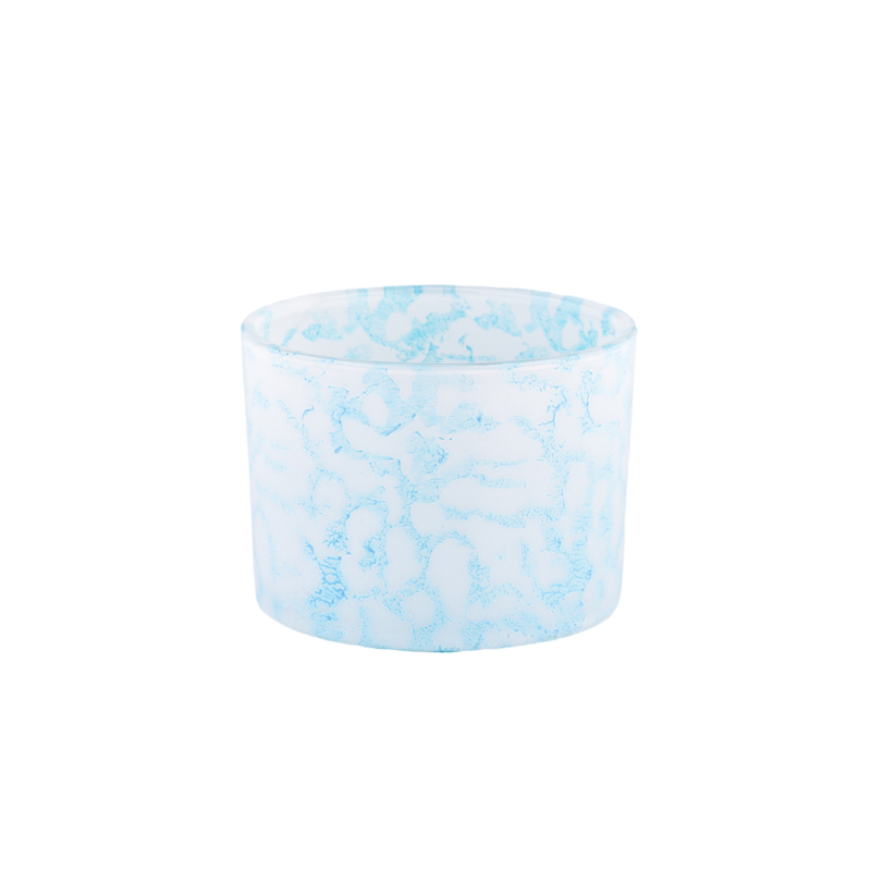 Wholesale rock effect blue glass candle jars for home decor