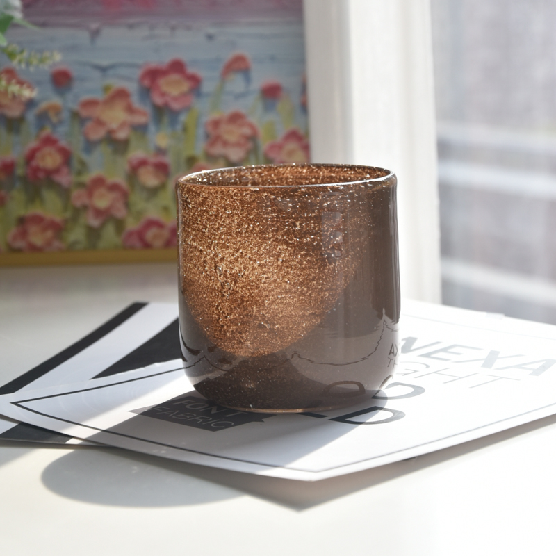 Wholesale brown glass candle jars for home decor