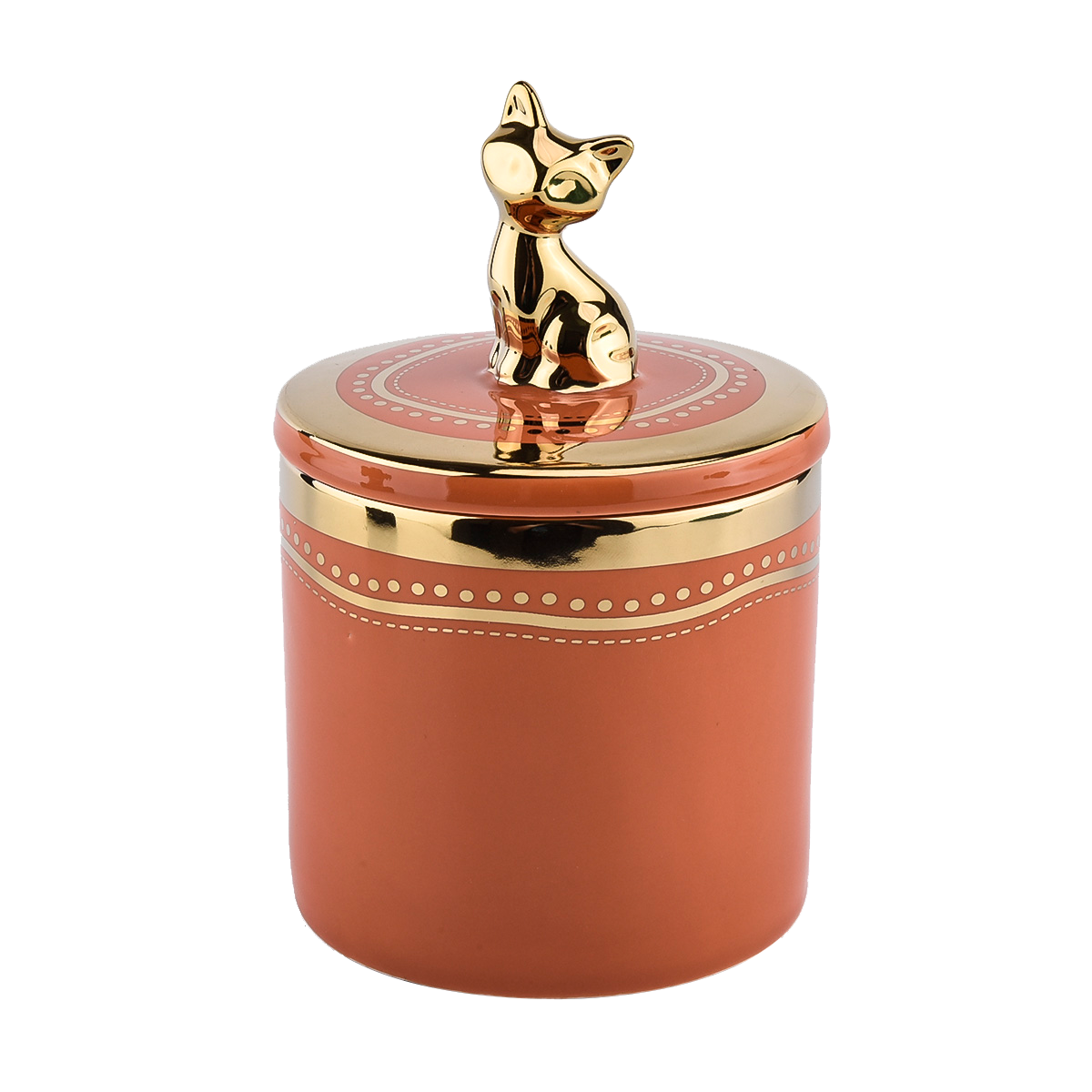 home decor ceramic candle jar with animal handle lid