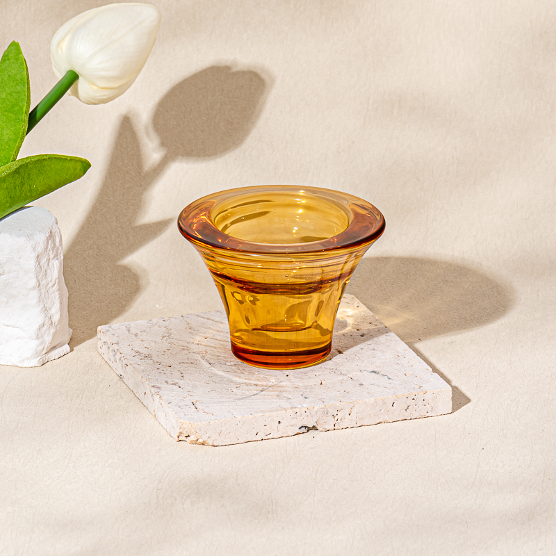 New Arrival Transparent Amber Glassware Candle Jar Votive Holder Supplying