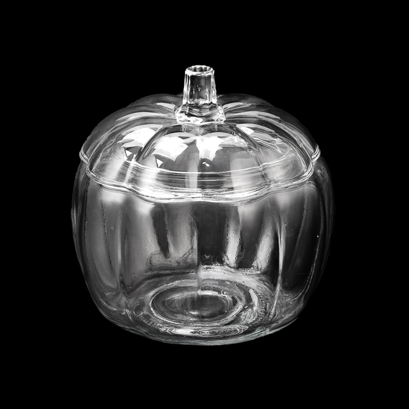 Large Capacity Pumpkin Shape Glass 2400ml Empty Candle Vessel with Lid