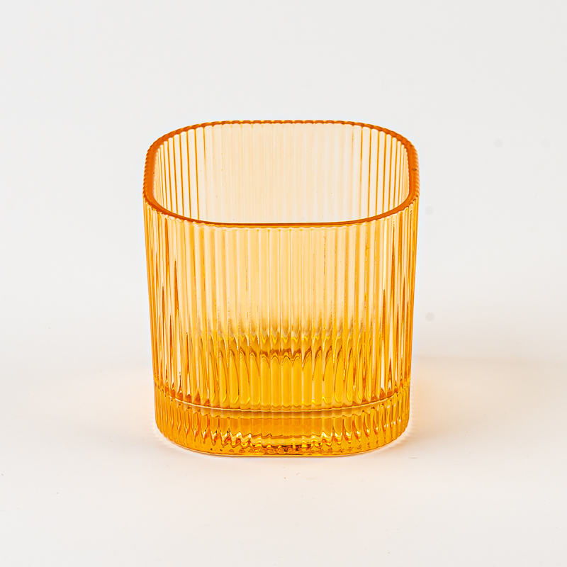 home decor color small square glass candle holder