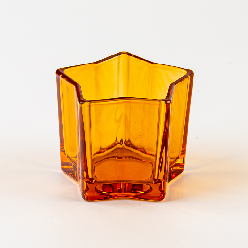 Home Decoration Transparent Color Glass Jar Empty Amber Candle Jar