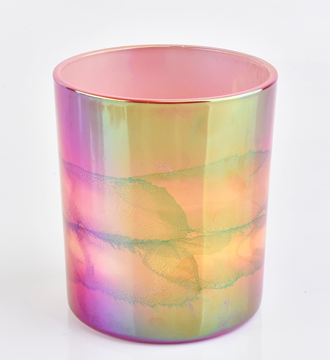 11oz iridescent colorful glass candle containers for home decor