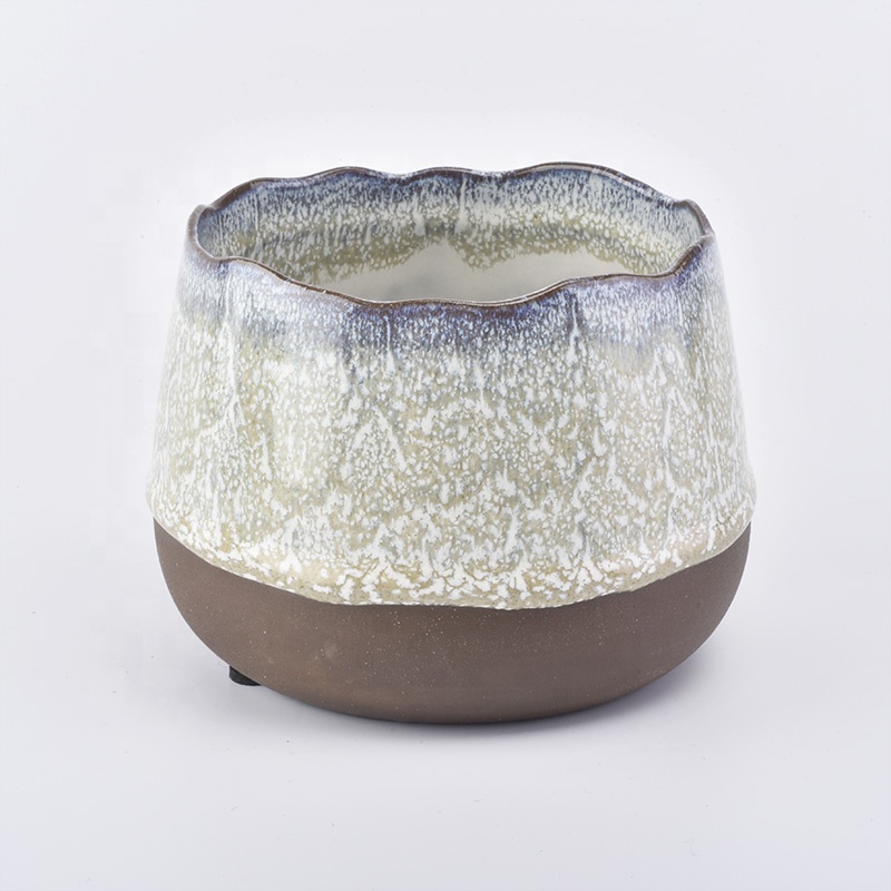 Matte geo cut ceramic candle bowl home decor