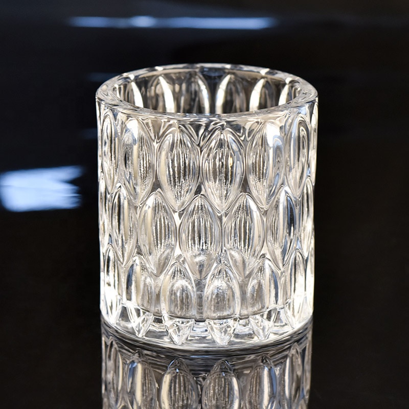 luxury embossed glass candle jar