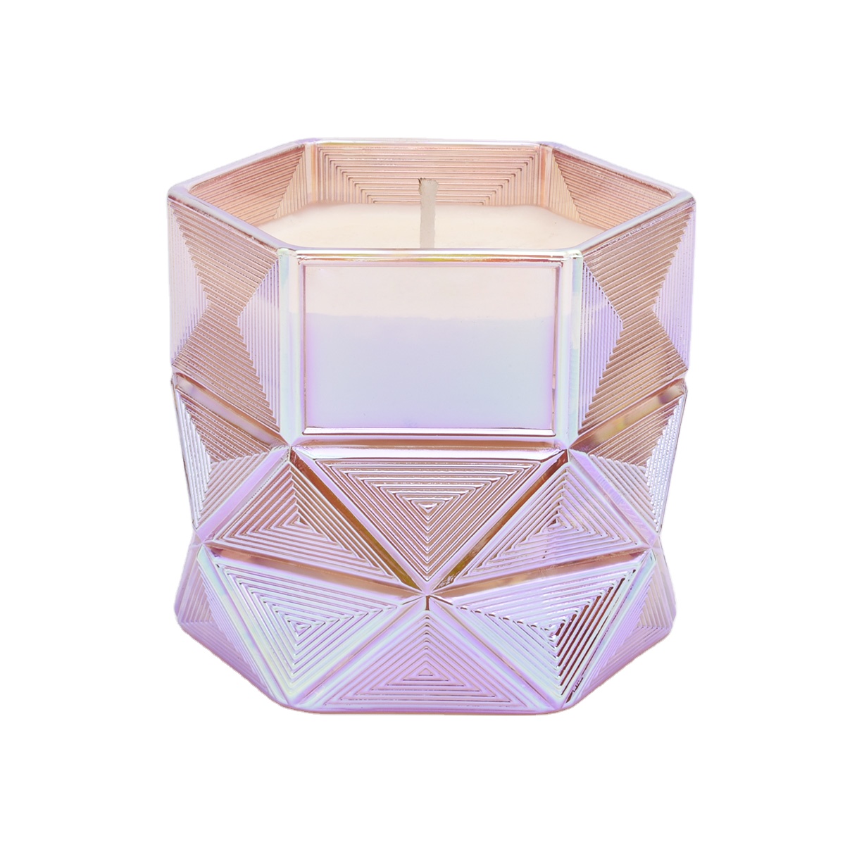 Sunny wedding decoration pink Hexagon luxury glass candle holders