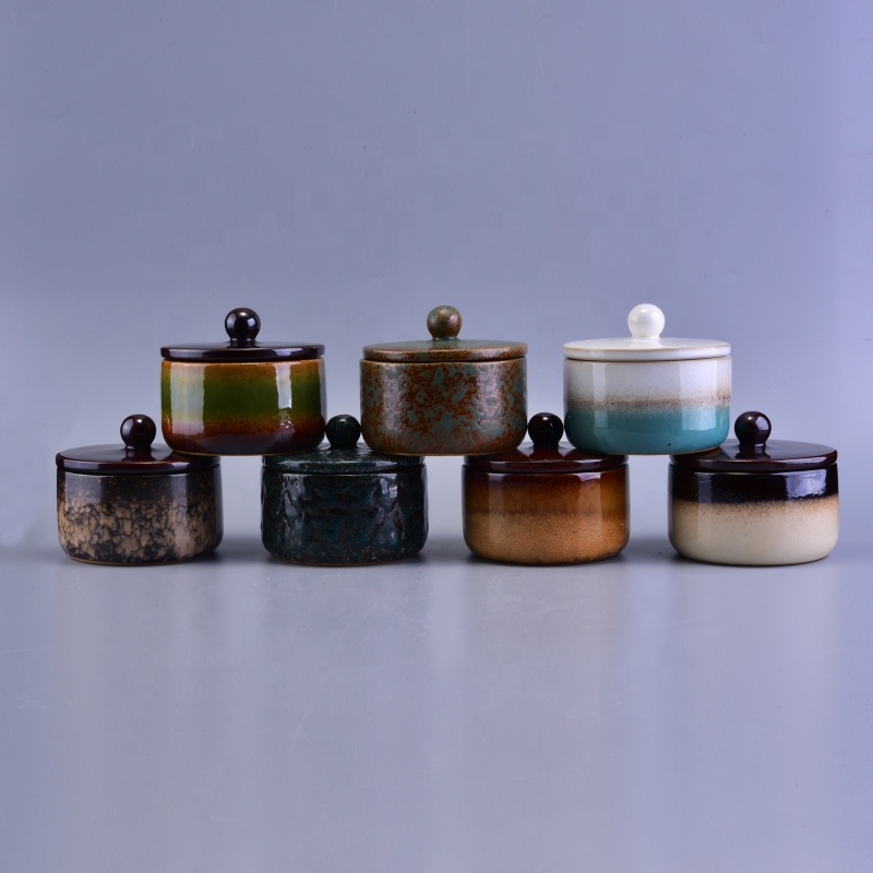 Wholesales round ceramic jar candle with lids 10oz 12oz