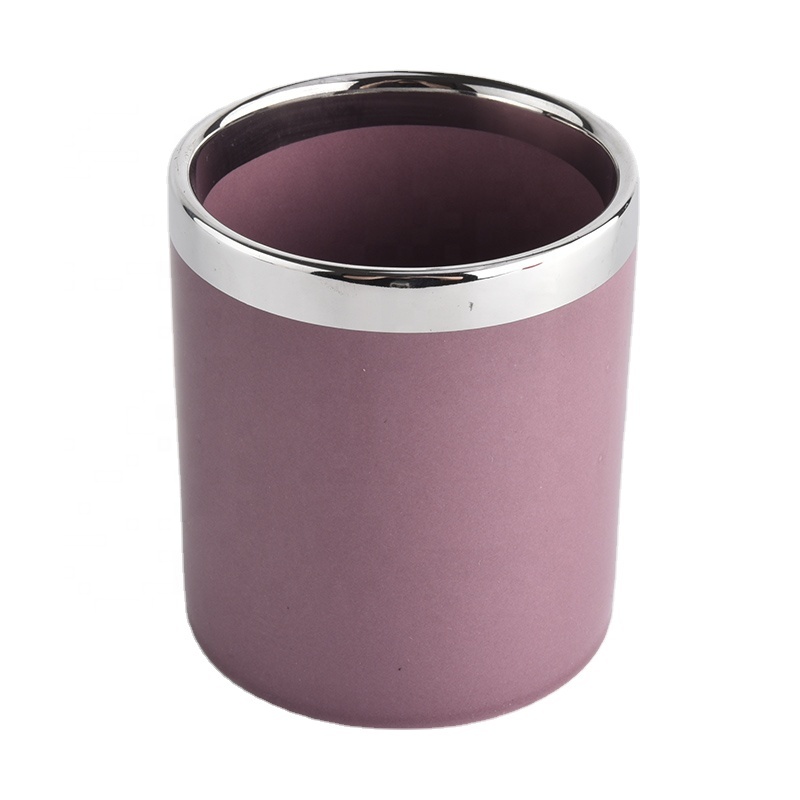 decoration purple ceramic candle jar