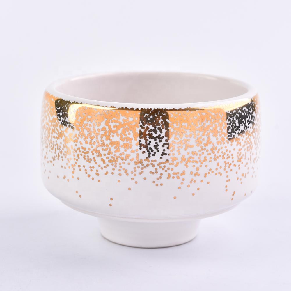 Hot stamping luxury ceramic bowl candle jars for candle making