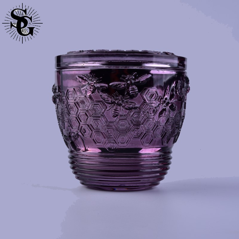 Sunny purple great desgin bee wax glass candle jars with lids
