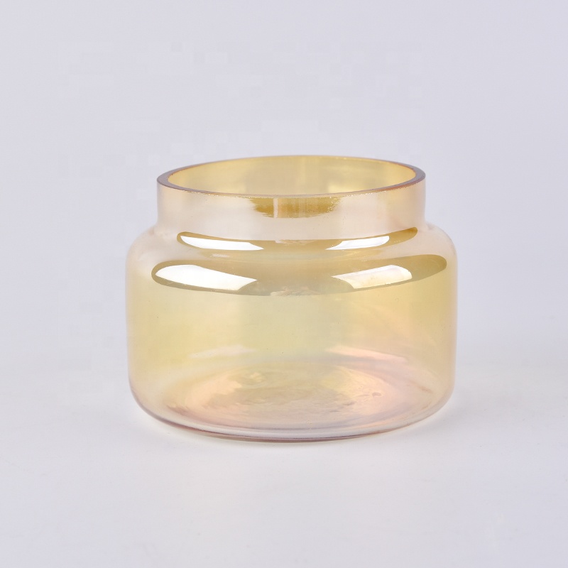 Golden  glass candle containers for home decoration