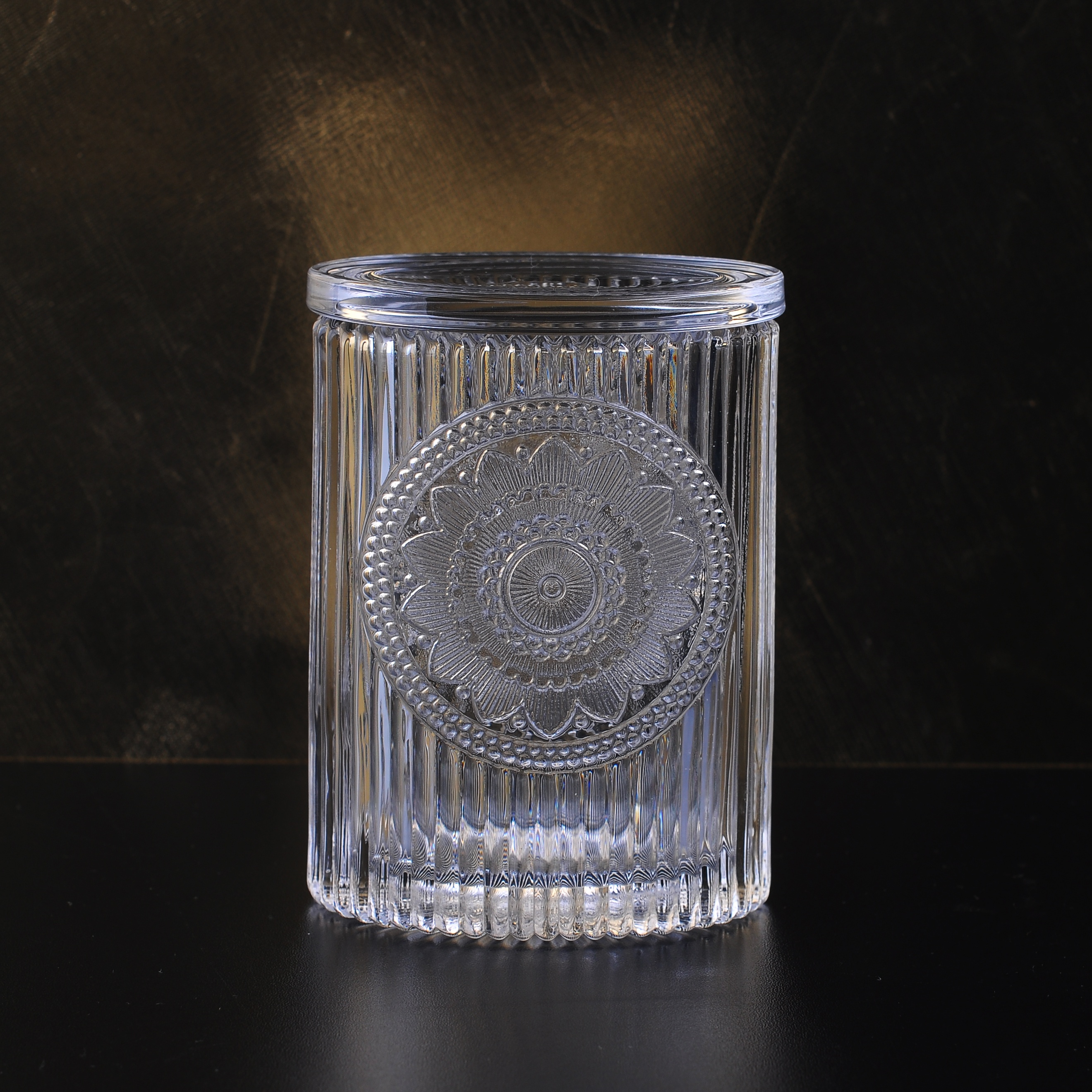 10oz 12oz Christmas crystal lotus tealight glass candle jars with lid