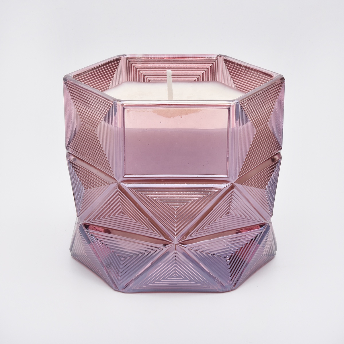Sunny Luxury iridescent crystal Hexagon candle glass jars 10oz