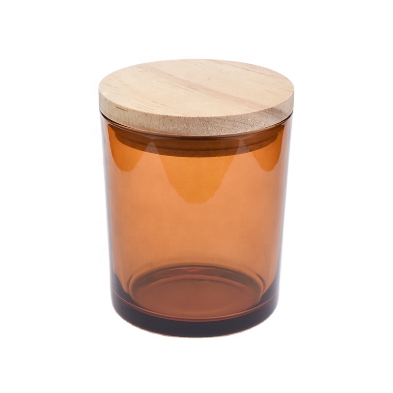 hot sales 10 oz glass candle jar with wood lid