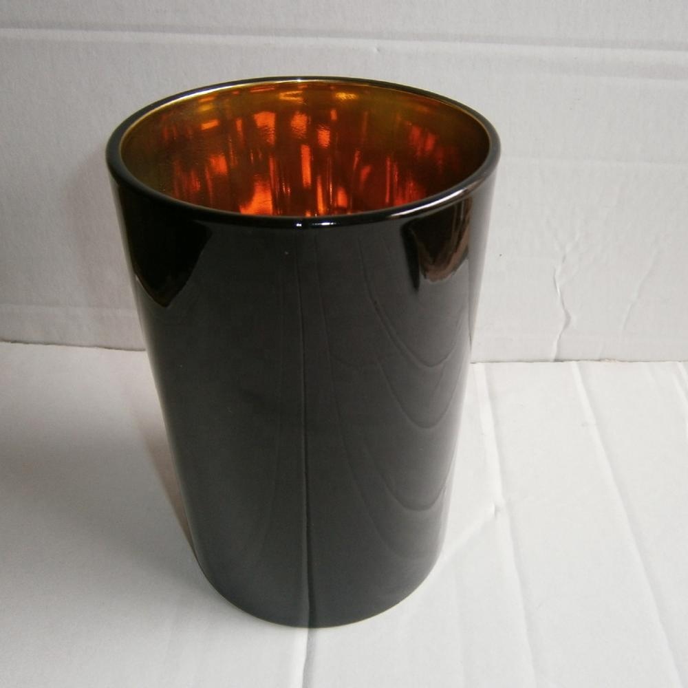 Large votive glass candle jar with electroplating color